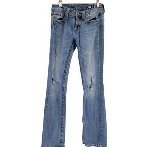 Miss Me JPW5069 Bootcut Thrashed Distressed Jeans Medium Wash Blue Women Size 27